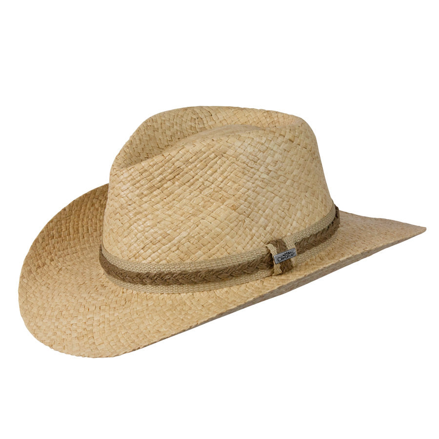 Conner Cov-Ver Hats Outback Organic Raffia & Toyo Crushable Western Cowboy Hat (l/xl, Natural)