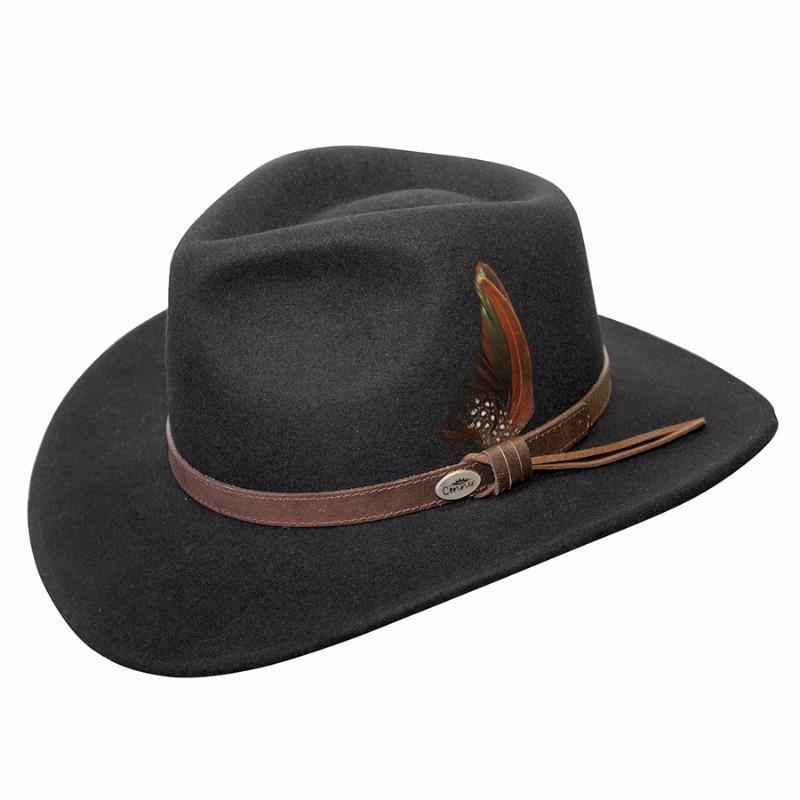 Conner Hats Men's Aussie Wool Crusher Hat Black M