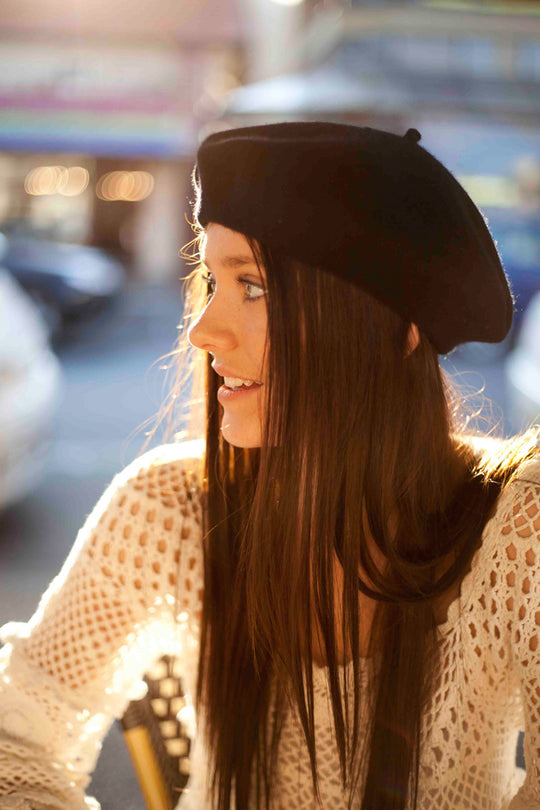 Conner Hats Berets Black / One Size French Beret | Black Wool