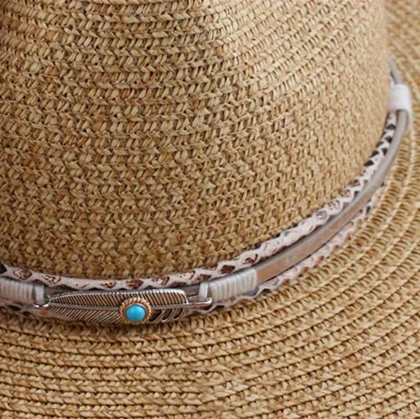 Conner Hats One size / Beige Feather Turquoise Hat Band