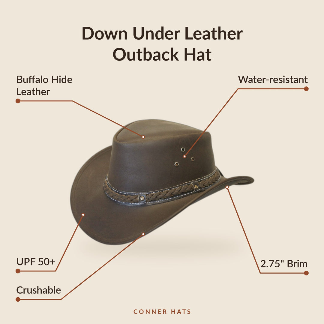 Conner Hats Outback Hats Down Under Leather | Outback Hat