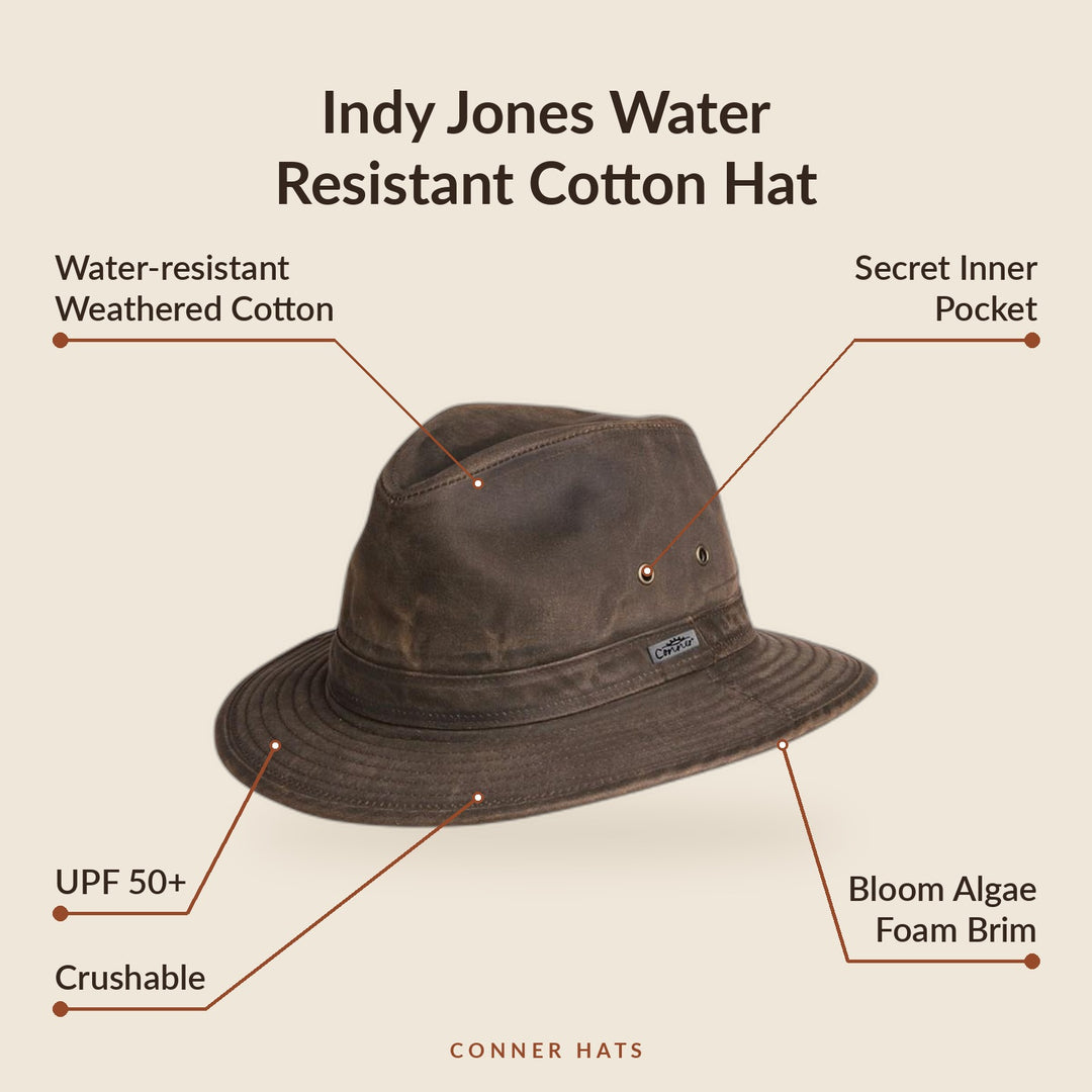 Conner Hats Outback Hats Indy Jones Water Resistant Cotton | Brown Outback Hat