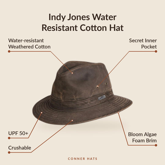 Conner Hats Outback Hats Indy Jones Water Resistant Cotton | Brown Outback Hat
