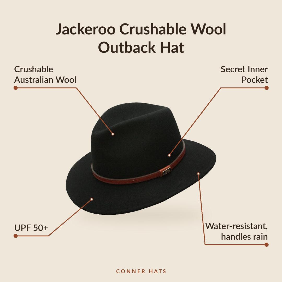 Conner Hats Outback Hats Jackeroo Crushable Wool | Outback Hat