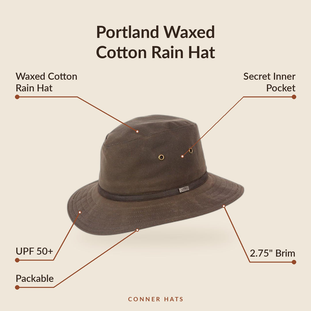 Conner Hats Safari Hats Portland Waxed Cotton Rain | Safari Hat