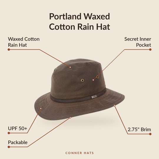 Conner Hats Safari Hats Portland Waxed Cotton Rain | Safari Hat