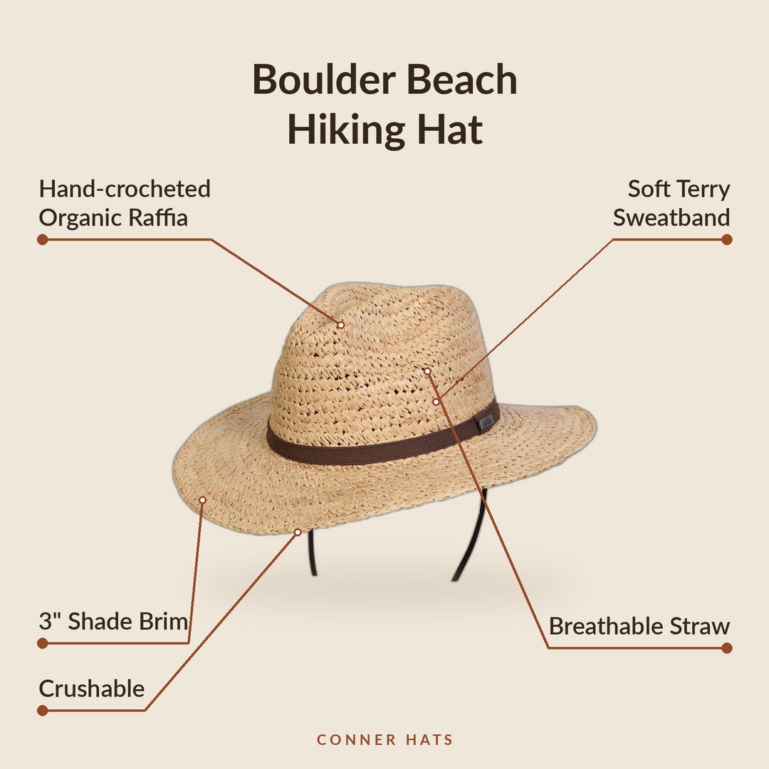Conner Hats Sun Hats Boulder Beach Hiking Hat | Natural Raffia