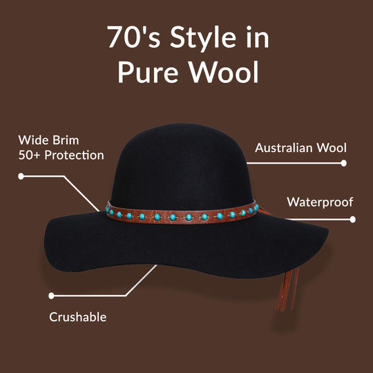 Conner Hats Women's Hat 1970 Australian Wool Floppy Hat