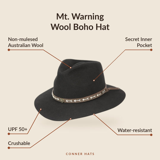 Conner Hats Women's Hat Mt. Warning Wool Boho Hat | Womens