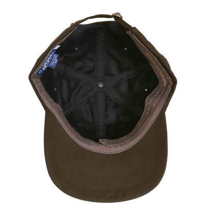 Inside view of oilskin cap showing organic cotton inner band