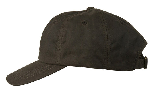 Side view of oilskin cap