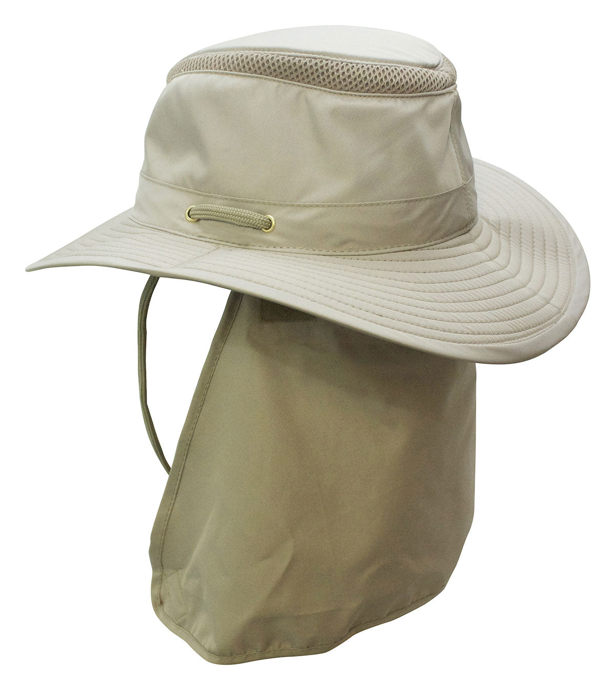 Boating or sailing hat with sun shield and chin cord