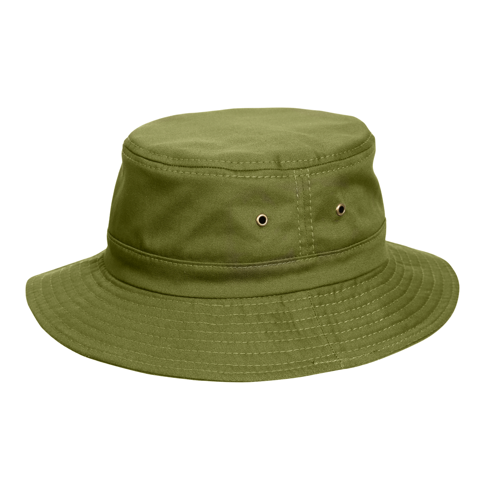 Organic cotton cloth bucket hiking hat in color Olive