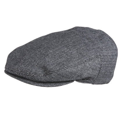 Herringbone Grey Newsboy Flat Cap hat