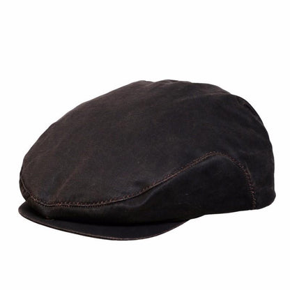 waterproof cloth newsboy flat cap in color Brown