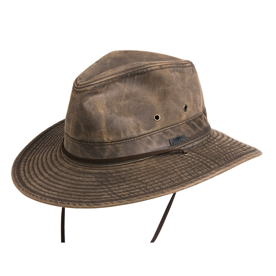 Wide brim sun protection cloth outback outdoor hat with chin cord
