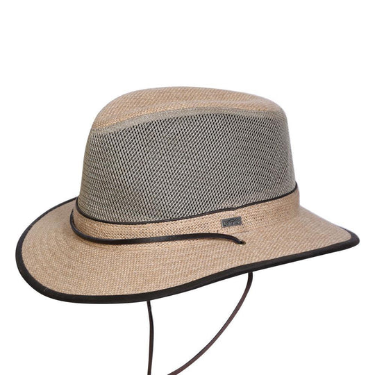 Hemp mesh hiking hat with chin cord 