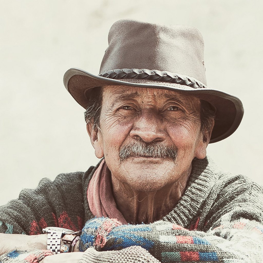 Man in Leather Fedora hat made by BC Hats in color Black