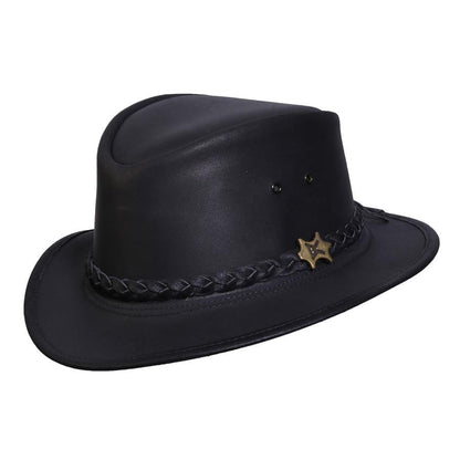 Leather Fedora hat made by BC Hats in color Black