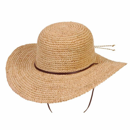 Straw wide brim ladies sun hat with chin cord