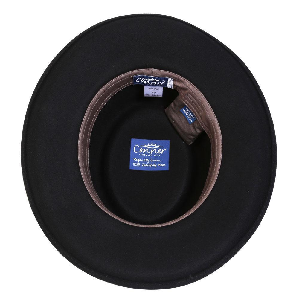 Maz 100% Wool Felt Gambler Hat – Crushable Cowboy Fedora, Handmade In Black