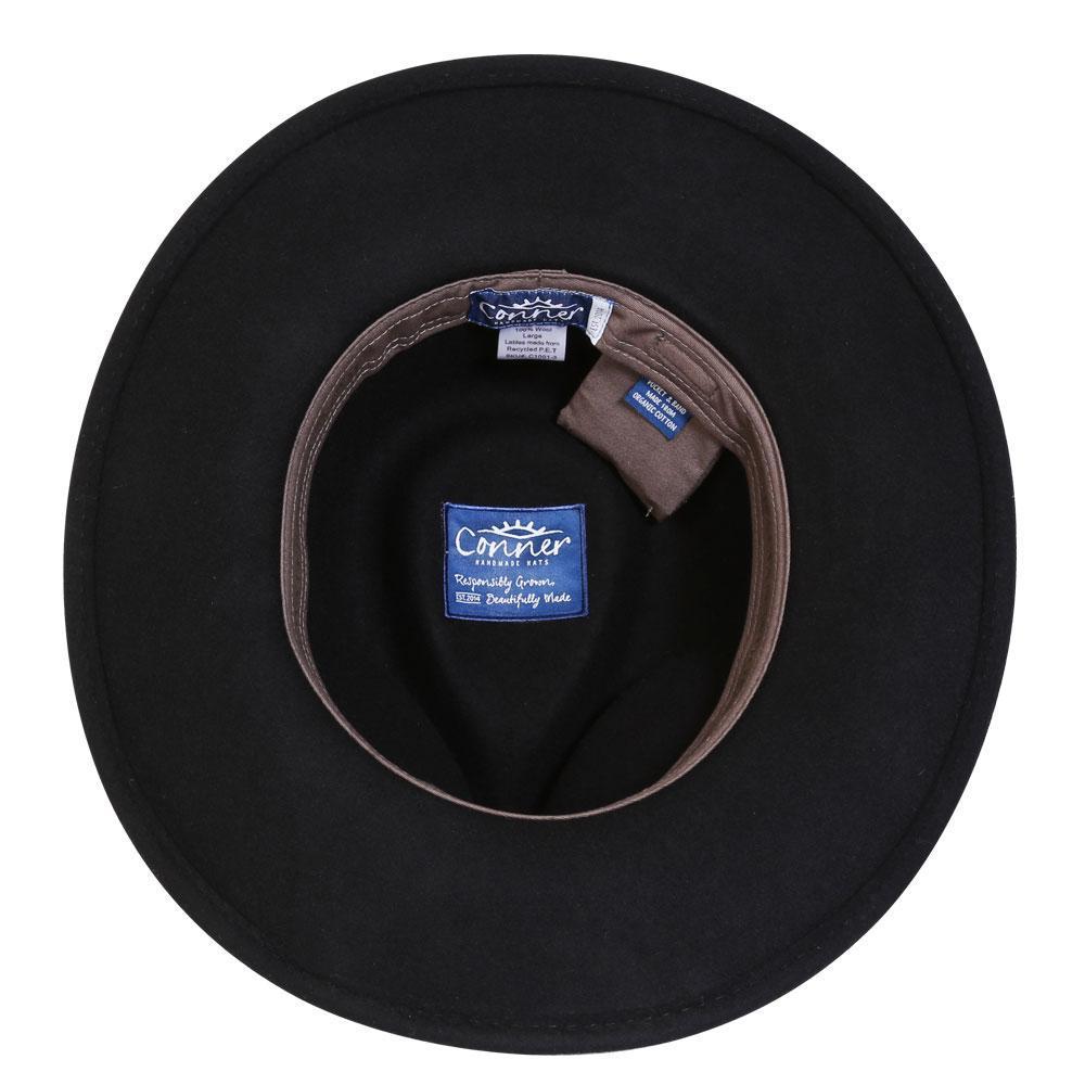 Conner Hats Men's Aussie Wool Crusher Hat Black S