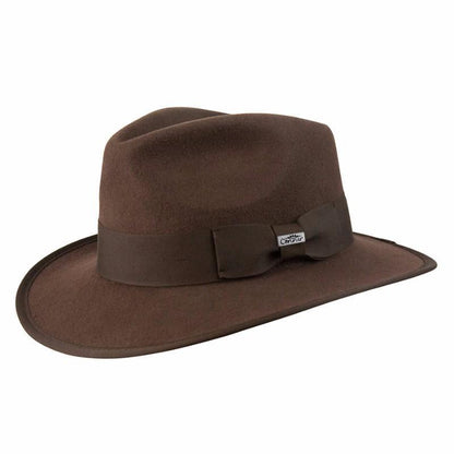 Outback wool fedora hat with grosgrain band and trim