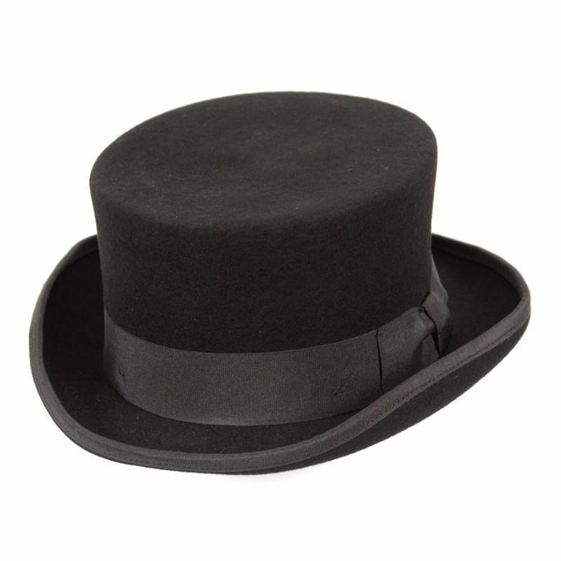 Wool top hat in color Black with shorter crown