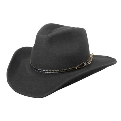 Western wool hat with shapable brim and braided hat band