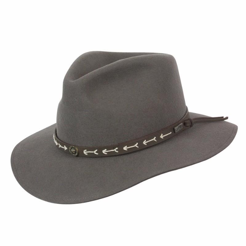 Men and Women's wool boho retro style hat in color Grey